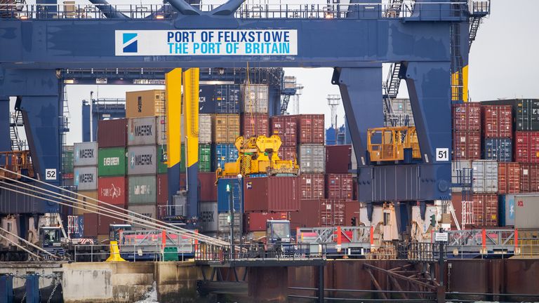 skynews felixstowe docks containers 5211589